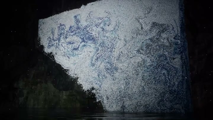파도 이미지가 유체형 입자로 퍼지는 Niagara Fluid R&D